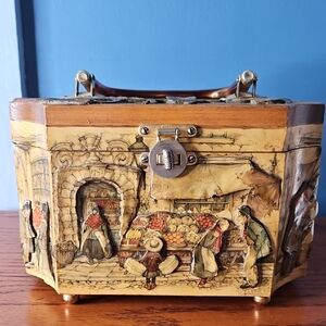 BerJan And Anton Pieck "The Fruit Market" Vintage 70's Wooden Shadowbox Purse